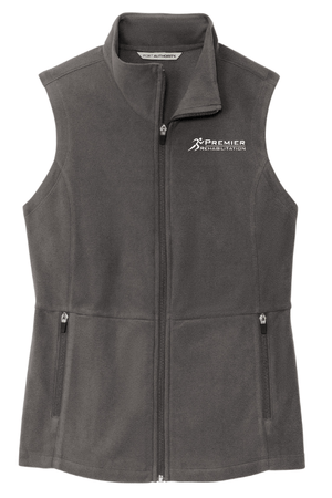 Custom Apparel - Screen Printing - Premier Rehabilitation - Women's Microfleece Vest (Black - Navy - Pewter) - Premier Rehabilitation - 16667