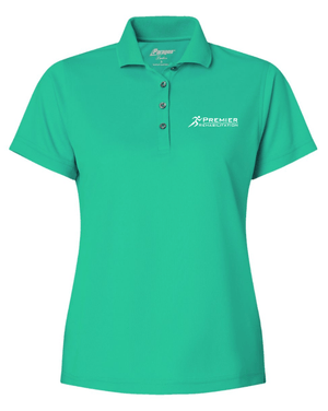 Custom Apparel - Screen Printing - Premier Rehabilitation - Women's Performance Polo (White - Butter - Seagreen) - Polo - Premier Rehabilitation - 16667
