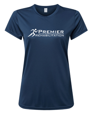 Custom Apparel - Screen Printing - Premier Rehabilitation - Women's Performance T-Shirt (Black - Pink - Navy) - Premier Rehabilitation - 16667
