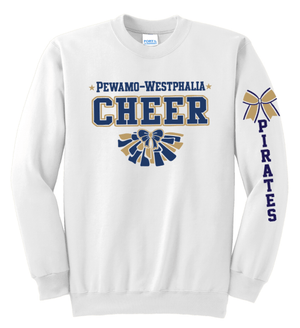 Custom Printed Apparel | PW Cheer | Adult Unisex Crewneck "Pom Design" (White/Athletic Heather) - PW Cheer - 18929