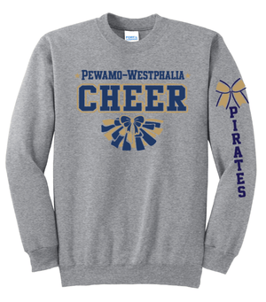Custom Printed Apparel | PW Cheer | Adult Unisex Crewneck "Pom Design" (White/Athletic Heather) - PW Cheer - 18929
