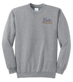 Custom Printed Apparel | PW Cheer | Adult Unisex Crewneck "Script Text Design" (White/Heather Grey) - PW Cheer - 18929