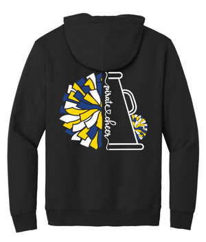 Custom Printed Apparel | PW Cheer | Adult Unisex Hoodie "Megaphone/Pom Design" (Navy/Black) - PW Cheer - 18929