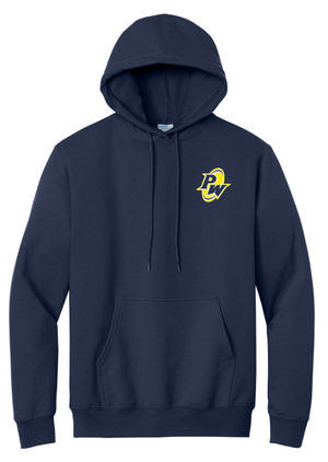 Custom Printed Apparel | PW Cheer | Adult Unisex Hoodie "Megaphone/Pom Design" (Navy/Black) - PW Cheer - 18929