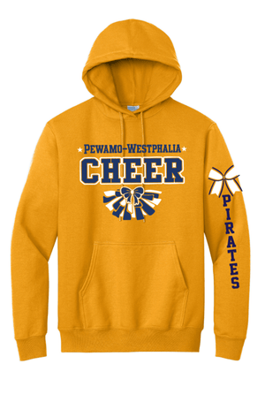 Custom Printed Apparel | PW Cheer | Adult Unisex Hoodie "Pom Design" (White/Athletic Heather/Gold) - PW Cheer - 18929