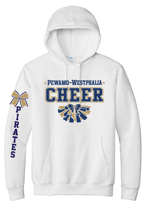 Custom Printed Apparel | PW Cheer | Adult Unisex Hoodie "Pom Design" (White/Athletic Heather/Gold) - PW Cheer - 18929