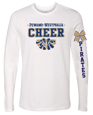 Custom Printed Apparel | PW Cheer | Adult Unisex Long Sleeve "Pom Design" (White/Heather Grey) - PW Cheer - 18929