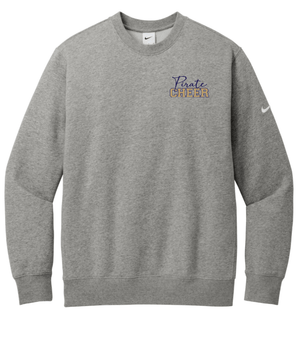 Custom Printed Apparel | PW Cheer | Adult Unisex Nike Club Fleece Crew "Script Text Design" (White/Heather Grey) - PW Cheer - 18929