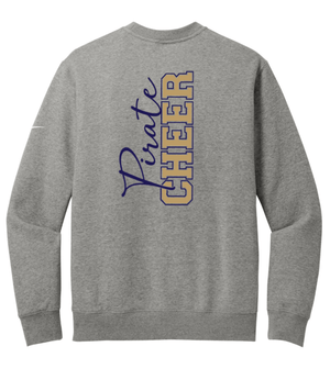 Custom Printed Apparel | PW Cheer | Adult Unisex Nike Club Fleece Crew "Script Text Design" (White/Heather Grey) - PW Cheer - 18929