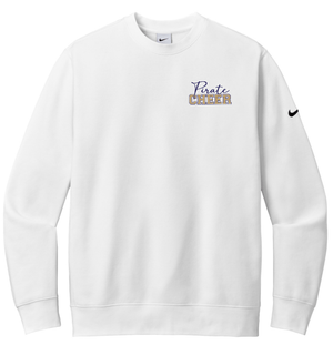 Custom Printed Apparel | PW Cheer | Adult Unisex Nike Club Fleece Crew "Script Text Design" (White/Heather Grey) - PW Cheer - 18929