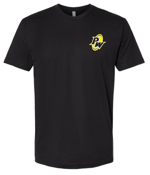 Custom Printed Apparel | PW Cheer | Adult Unisex T-Shirt "Megaphone/Pom Design" (Navy/Black) - PW Cheer - 18929