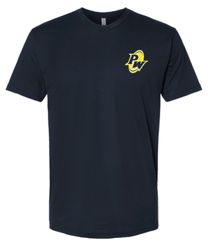 Custom Printed Apparel | PW Cheer | Adult Unisex T-Shirt "Megaphone/Pom Design" (Navy/Black) - PW Cheer - 18929