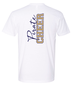 Custom Printed Apparel | PW Cheer | Adult Unisex T-Shirt "Script Text Design" (White/Heather Grey/Gold) - PW Cheer - 18929