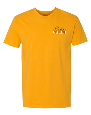 Custom Printed Apparel | PW Cheer | Adult Unisex T-Shirt "Script Text Design" (White/Heather Grey/Gold) - PW Cheer - 18929