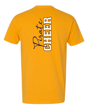 Custom Printed Apparel | PW Cheer | Adult Unisex T-Shirt "Script Text Design" (White/Heather Grey/Gold) - PW Cheer - 18929
