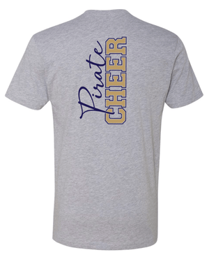 Custom Printed Apparel | PW Cheer | Adult Unisex T-Shirt "Script Text Design" (White/Heather Grey/Gold) - PW Cheer - 18929