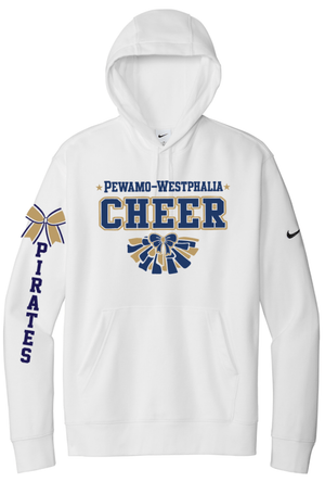 Custom Printed Apparel | PW Cheer | Adult Unisex White Nike Club Fleece Pullover Hoodie "Pom Design" - PW Cheer - 18929