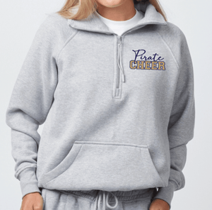 Custom Printed Apparel | PW Cheer | Women's 1/4 Zip "Badge Design" (Mango Dream/Athletic Heather) - PW Cheer - 18929
