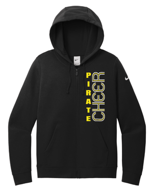 Custom Printed Apparel | PW Cheer | Women's Nike Club Fleece Full - Zip Hoodie "Block Text Design" (Navy/Black) - PW Cheer - 18929