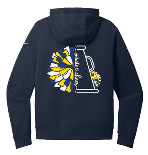 Custom Printed Apparel | PW Cheer | Women's Nike Club Fleece Full - Zip Hoodie "Megaphone/Pom Design" (Navy/Black) - PW Cheer - 18929