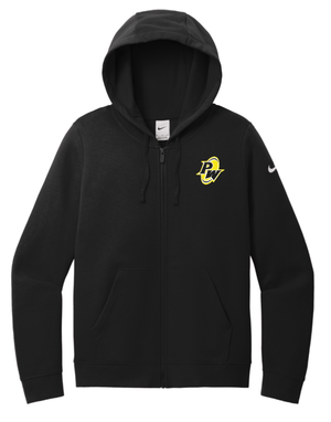 Custom Printed Apparel | PW Cheer | Women's Nike Club Fleece Full - Zip Hoodie "Megaphone/Pom Design" (Navy/Black) - PW Cheer - 18929