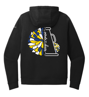 Custom Printed Apparel | PW Cheer | Women's Nike Club Fleece Full - Zip Hoodie "Megaphone/Pom Design" (Navy/Black) - PW Cheer - 18929