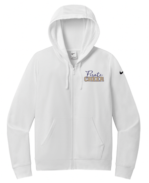 Custom Printed Apparel | PW Cheer | Women's Nike Club Fleece Full - Zip Hoodie"Script Text Design" (White/Heather Grey) - PW Cheer - 18929