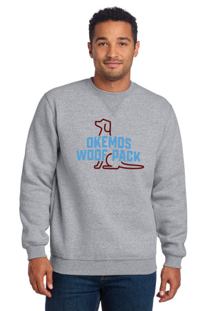 Okemos Woof Pack Crewneck Heather Grey front view