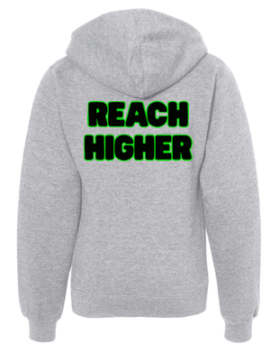 Custom Printed Apparel | Reach Holiday Store | Youth Grey Hoodie "Reach Higher" - Reach Holiday Store - 18777
