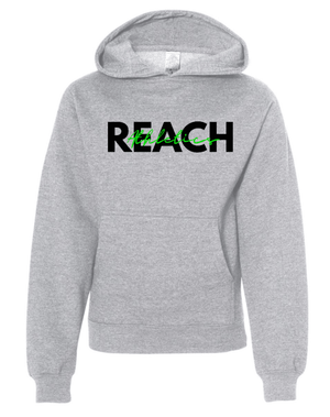 Custom Printed Apparel | Reach Holiday Store | Youth Grey Hoodie "Reach Script" - Reach Holiday Store - 18777