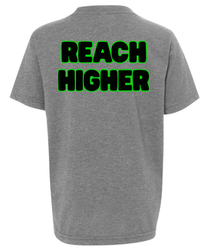 Custom Printed Apparel | Reach Holiday Store | Youth Grey T-Shirt "Reach Higher" - Reach Holiday Store - 18777