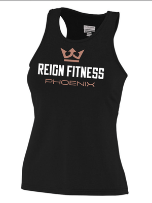 Custom Apparel - Screen Printing - Reign Fitness - Women's Fitted Performance Racerback Tank - reign fitness