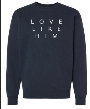 Custom Printed Apparel | Riverview Church - Love Like Him Embroidered Crew Neck Sweatshirt (multiple color options) - Riverview Church - 17890
