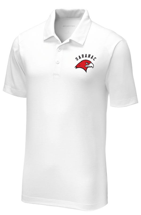 Custom Apparel - Screen Printing - Saranac Schools Staff Apparel - Men's Tri - Blend Polo Black/White - Saranac Community Schools Staff Order - 16448