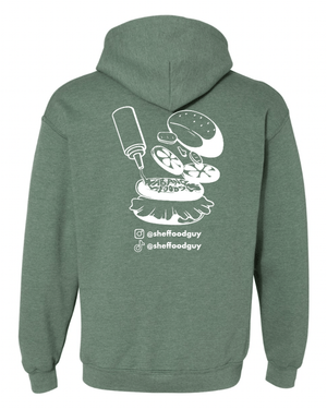 Custom Apparel - Screen Printing - Shef Food Guy - Green Heavy Blend Hoodie - Shef Food Guy - 16095