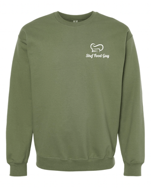 Custom Apparel - Screen Printing - Shef Food Guy - Military Green Crewneck Sweatshirt - Shef Food Guy - 16095