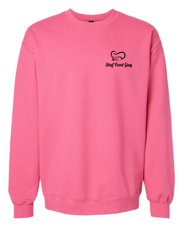 Custom Apparel - Screen Printing - Shef Food Guy - Pink Crewneck Sweatshirt - Shef Food Guy - 16095