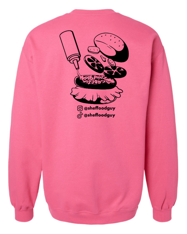 Custom Apparel - Screen Printing - Shef Food Guy - Pink Crewneck Sweatshirt - Shef Food Guy - 16095