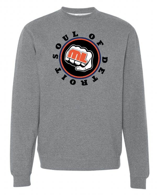 Custom Printed Apparel | Soul of Detroit 2025 | Adult Unisex Crewneck "Soul Logo" (Grey/Navy) - Soul of Detroit 25 - 18706