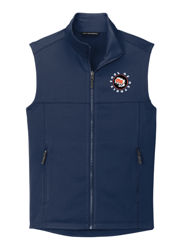Custom Printed Apparel | Soul of Detroit 2025 | Adult Unisex Fleece Vest "Soul Logo Badge" (Graphite/Navy) - Soul of Detroit 25 - 18706