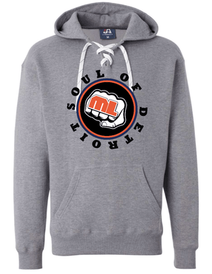 Custom Printed Apparel | Soul of Detroit 2025 | Adult Unisex Men's Lace Hoodie "Soul Logo" (Grey/Navy) - Soul of Detroit 25 - 18706