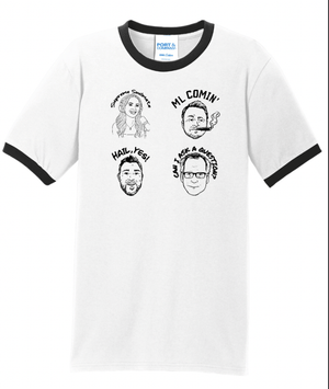 Custom Printed Apparel | Soul of Detroit 2025 | Adult Unisex White/Jet Black Ringer T-Shirt "Character Design" - Soul of Detroit 25 - 18706