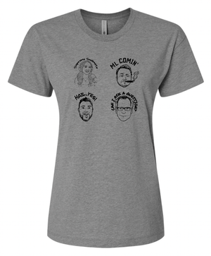 Custom Printed Apparel | Soul of Detroit 2025 | Women's Relaxed T-Shirt "Character Design" (White/Grey) - Soul of Detroit 25 - 18706