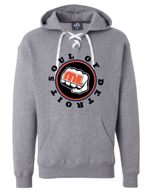 Custom Apparel - Screen Printing - Soul of Detroit - Unisex Adult Sport Lace Hooded Sweatshirt - Grey - Hooded Sweatshirt - Soul of Detroit - 16069