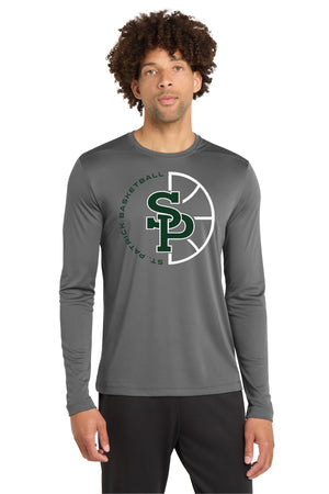 St. Patrick Basketball 2026 Long Sleeve Dark Smoke Grey front view