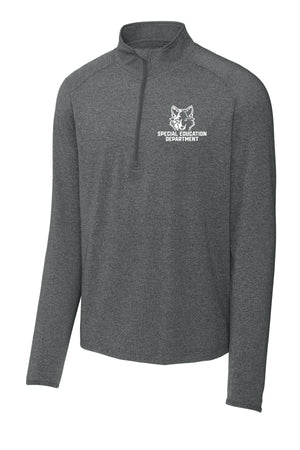 Okemos Special Education Apparel Quarter Zip Charcoal Grey Heather front view