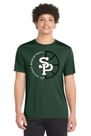 St. Patrick Basketball 2026 T-Shirt Forest Green front view