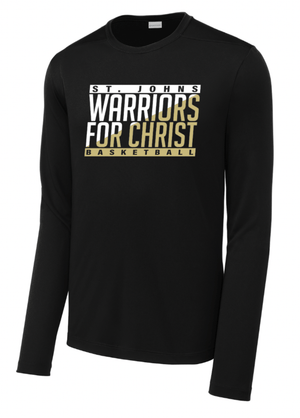 Custom Printed Apparel | St. John's Warriors for Christ Basketball - Split Color Design Adult Performance Long Sleeve (PERSONALIZATION OPTIONAL) - St. Johns Basketball F25 - 18589