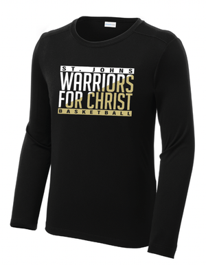 Custom Printed Apparel | St. John's Warriors for Christ Basketball - Split Color Design Youth Performance Long Sleeve (PERSONALIZATION OPTIONAL) - St. Johns Basketball F25 - 18589