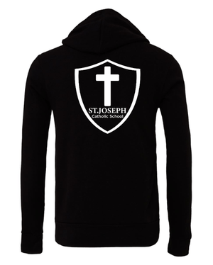 Custom Apparel - Screen Printing - St. Joseph Catholic School - Adult Fleece Hoodie (Black/ Grey) - St. Joesph Catholic School Fall 2024 - 16608